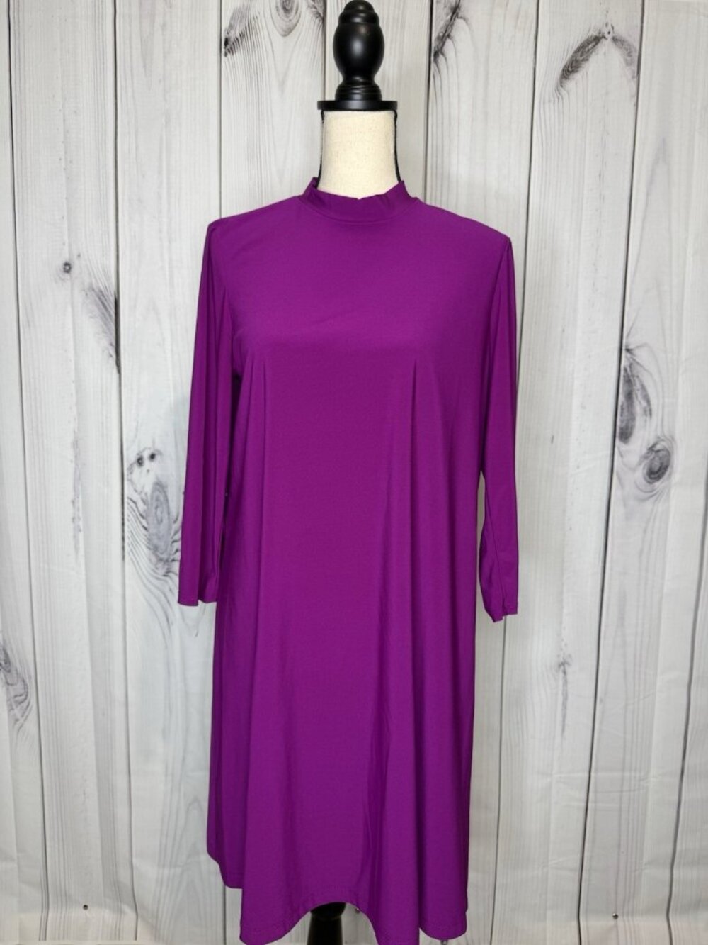 ANNALEE + HOPE Women Size L Shift A-Line Dress Magenta Long Sleeve Mock Neck USA